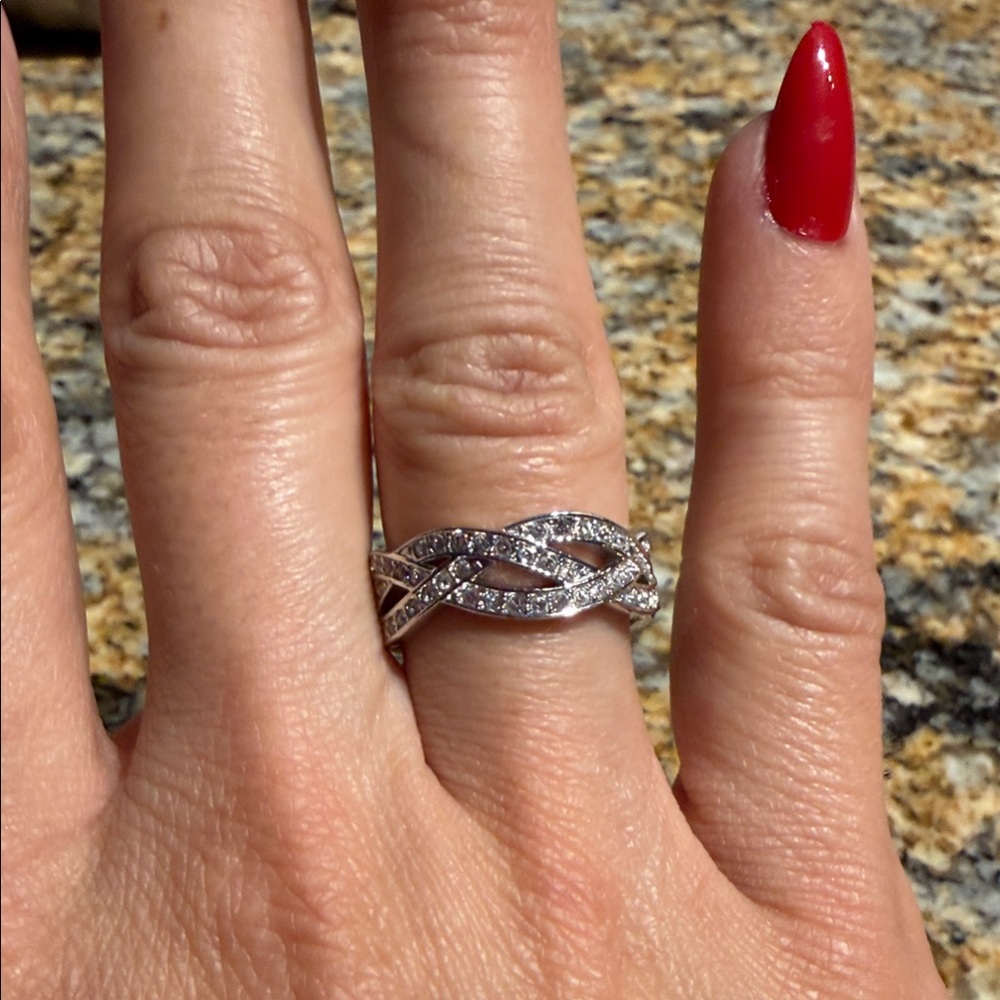 Swarovski Silver Twisted Infinity Ring - image 1